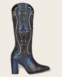 Cuadra Black Blued Studs & Embroidery Tall Boots