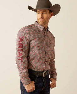 Men’s Ariat Red/Burgundy Team Omega Fitted Shirt