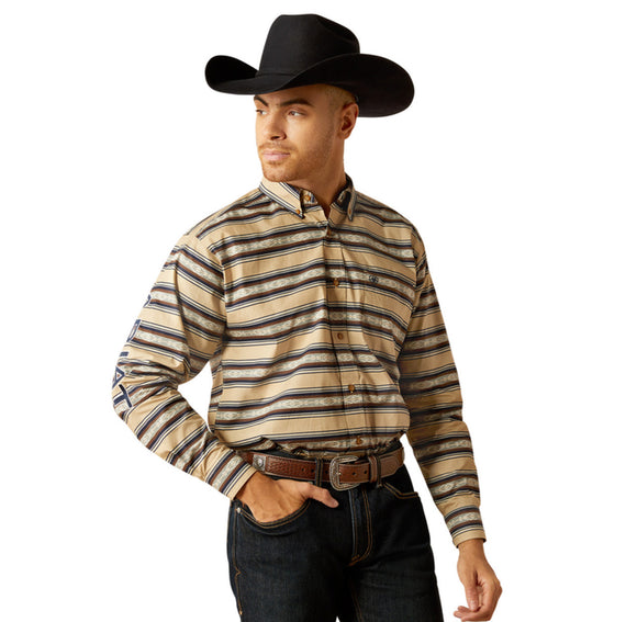 Men’s Ariat Tan/Navy Blue Team Korbyn Classic Fit Shirt