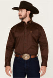 Men’s Ariat Brown/Blue Team Logo Twill Fitted Shirt