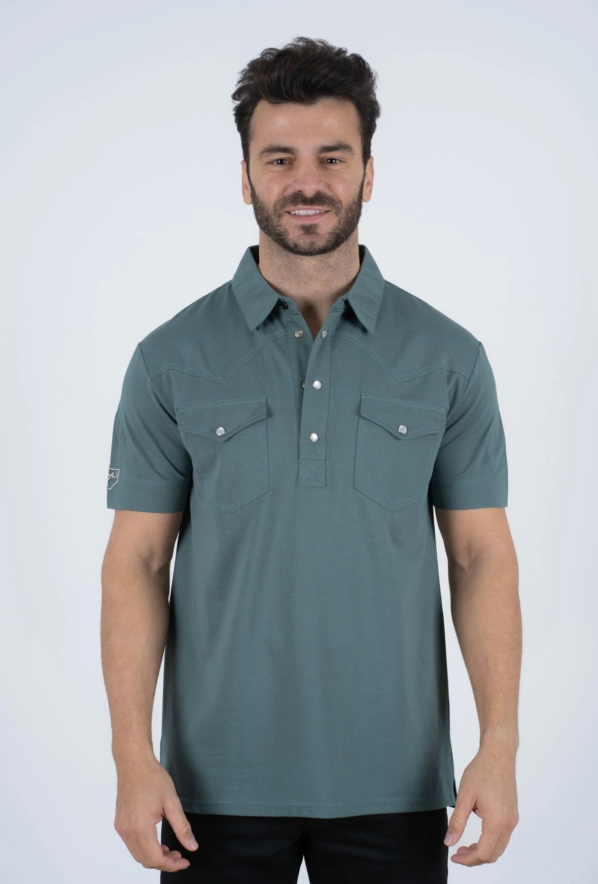 Men's Platini Teal Pearl Snap Button Western Polo – Moreno's Wear