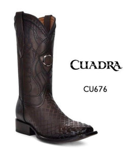 Men's Cuadra Engraved Black Leather Western Boots CU676