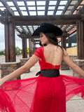 Ariana Tulle Dress Cherry