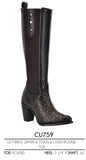 Cuadra Tall Dark Brown Boot With Crystals CU759