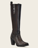 Cuadra Tall Dark Brown Boot With Crystals CU759