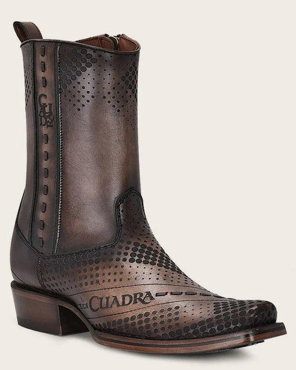 Men’s Cuadra Brown Laser & Woven Narrow Square Toe Boots CU737