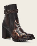 Cuadra Brown Python Zipper Ankle Boots FC760