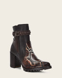 Cuadra Brown Python Zipper Ankle Boots FC760