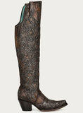 Corral Black Glitter Overlay & Embroidery Tall Boots C3926