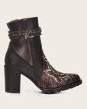 Cuadra Brown Python Zipper Ankle Boots FC760