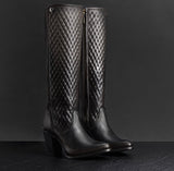 Cuadra Black Embroidered Elastic Round Toe Boots 3F85RS