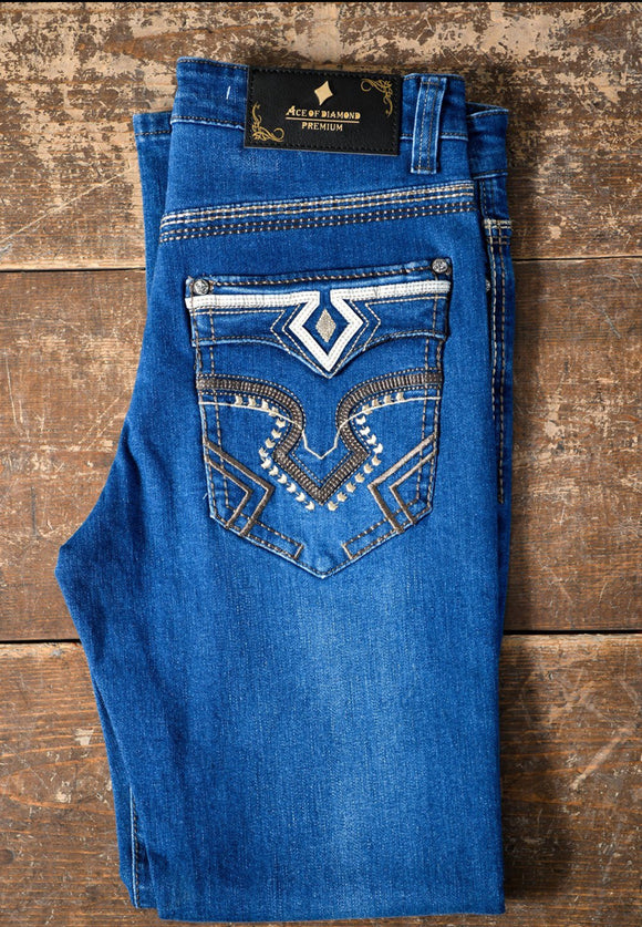 Men’s Ace of Diamond Mid Blue Jeans