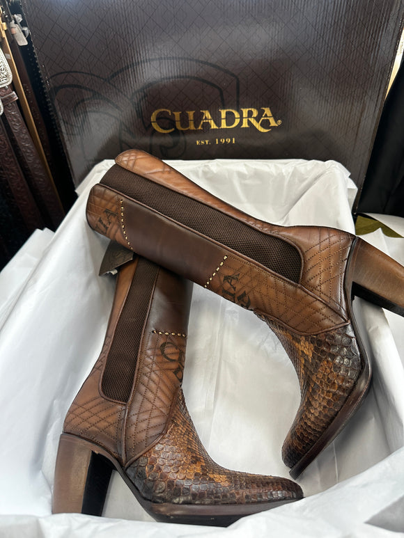 Cuadra Genuine Python Brown Leather Boot with Laser Engraved Details 3 Moreno's Wear Cuadra Genuine Python Brown Leather Boot with Laser Engraved Details 3 Moreno's Wear