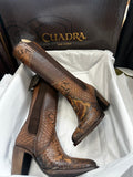 Cuadra Genuine Python Brown Leather Boot with Laser Engraved Details 3F66PH