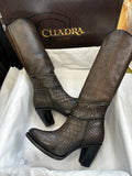 Cuadra Embroidered Dark Brown Leather Boots with Austrian crystals 3F80RS