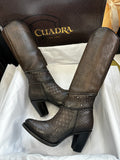 Cuadra Embroidered Dark Brown Leather Boots with Austrian crystals 3F80RS