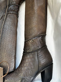 Cuadra Embroidered Dark Brown Leather Boots with Austrian crystals 3F80RS