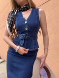 Jade Peplum Denim Dress