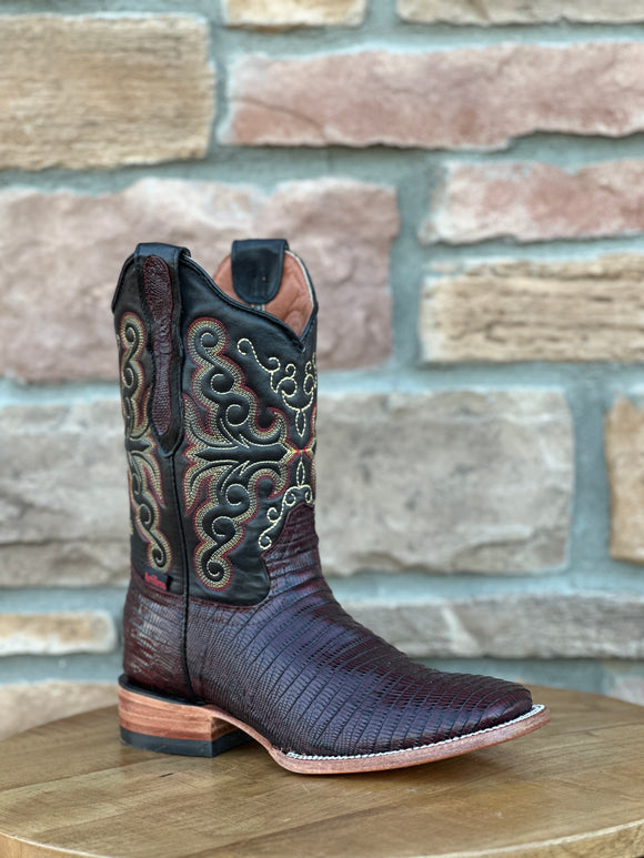 Artillero Burgundy Teju Lizard Print Wide Square Toe Boots – Moreno's Wear