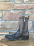 Cuadra Black Grey Laser & Woven Narrow Square Toe Boots
