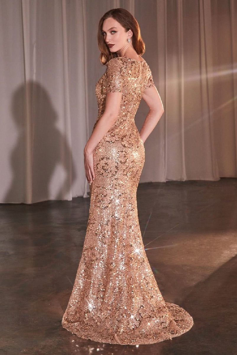 krikor jabotian gold dress Asymmetrical Ivory & Gold Couture Dress – World Wide Couture main image 0