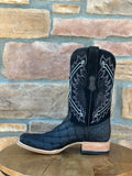 Men's Tanner Mark Monster Fish Matte Black Wide Square Toe Boots