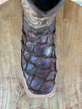 Men's Tanner Mark Monster Fish Brown Wide Square Toe Boots