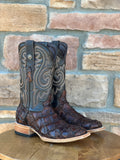 Men's Tanner Mark Monster Fish Brown Wide Square Toe Boots