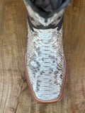 Men's Tanner Mark Genuine Python Natural Wide Square Boots