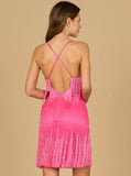 Lara Fuchsia Spaghetti Strap Fringe Dress 29121