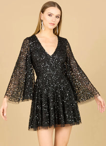 Lara Bell Sleeve Sequin Cocktail Dress 29178