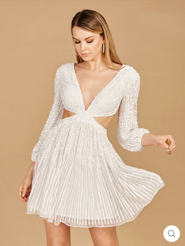 Lara Long Sleeve Cut Out Lace Up Dress 29288 – Moreno's Wear