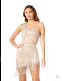 Lara One Shoulder Fringe Cocktail Dress 29291