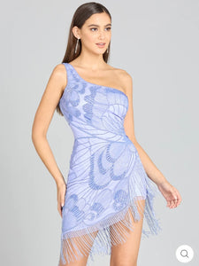 Lara One Shoulder Fringe Cocktail Dress 29291