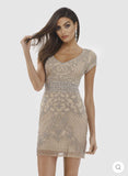 Lara Nude/Silver Embellished Short Dress 29571