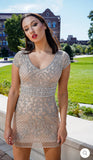 Lara Nude/Silver Embellished Short Dress 29571