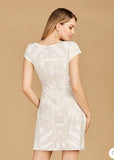 Lara Ivory V Neck Beaded Bridal Mini with Cap Sleeves 51115