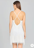 Lara Ivory Spaghetti Strap Fringe Dress 51131