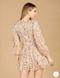 Lara Nude/Ivory Beaded Long Sleeve Cocktail Dress 51125