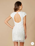 Lara Ivory Candie V-Neck Beaded Fringe Dress 51053