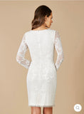 Lara Ivory Carla Long Sleeve Beaded Lace Dress 51052