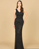 Lara Black Cowl Draped Back Beaded Dress 29099