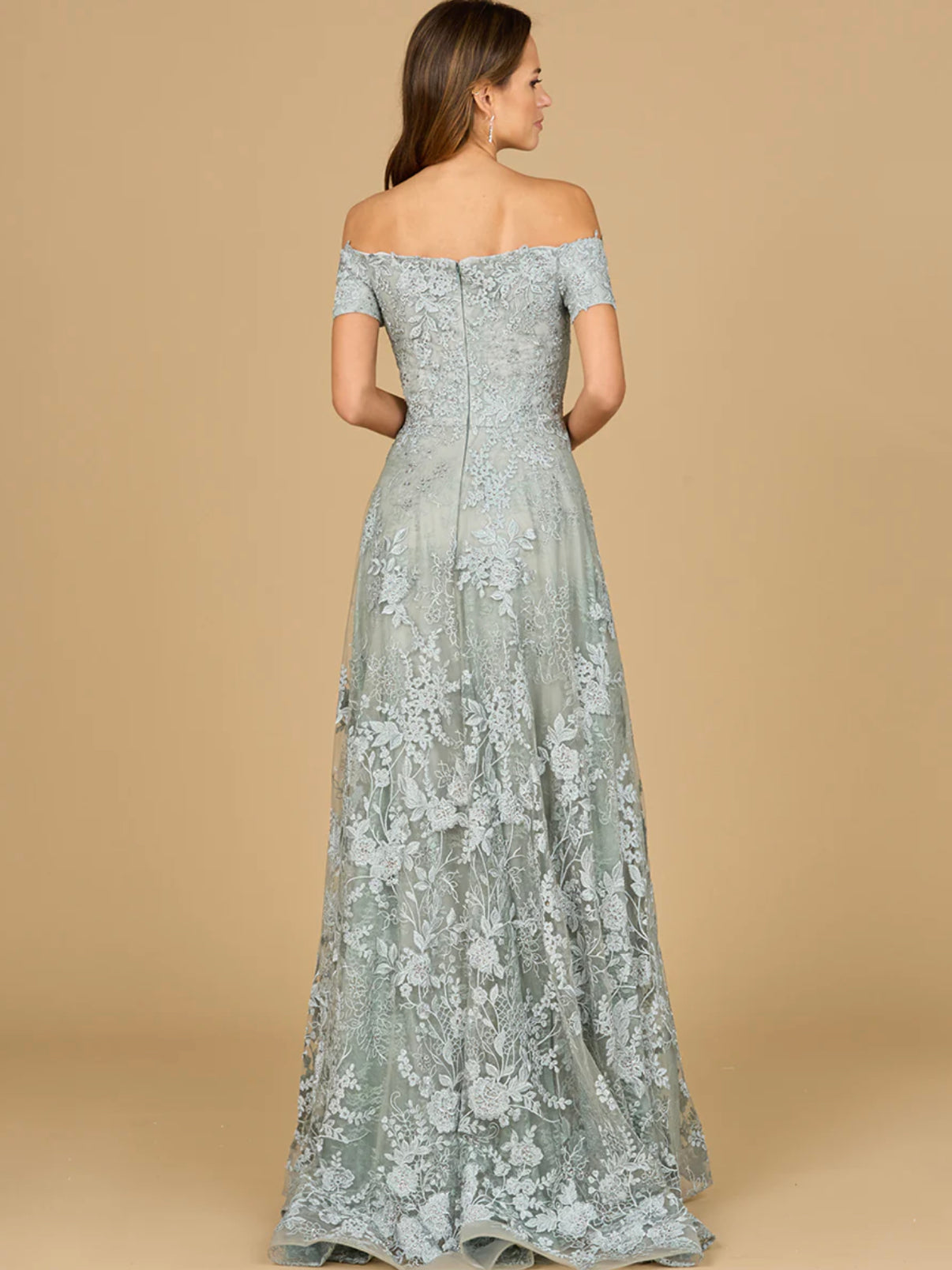 chinese dress ladies A-Line Off Shoulder Tulle Lace Green Long Prom Dress, Green Long Forma –  dresstby