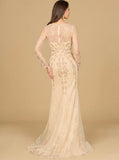 Lara Champagne Long Sleeve Lace Mermaid Gown 29128