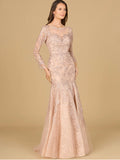 Lara Mauve Long Sleeve Mermaid Lace Gown 29130