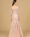 Lara Mauve Long Sleeve Mermaid Lace Gown 29130