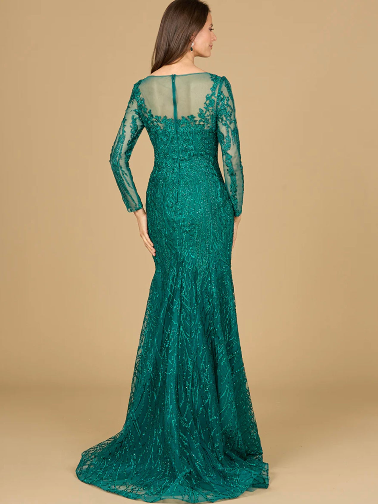 Lara Mermaid Long Sleeve Lace Gown 29131 Moreno's Wear Lara Mermaid Long Sleeve Lace Gown 29131 Moreno's Wear