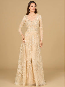 Lara Lace Ballgown with Long Sleeve Gown 29135