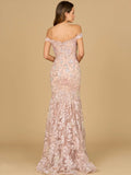 Lara Blush Off Shoulder Mermaid Beaded Gown 29136