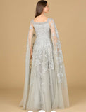 Lara Lace with Long Cape Gown 29138